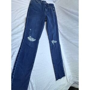 Express Skinny High Rise Ultra Hyper Stretch Distressed Jeans Blue Size 2 Reg